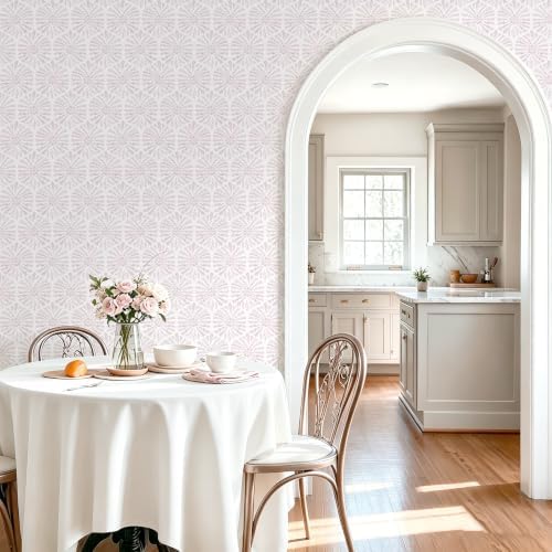 Safiyya Peel and Stick Wallpaper Pink Boho Contact Paper, 78.7"x17.3" Modern - Image 7