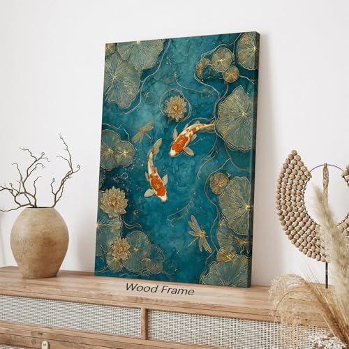 Japanese Koi Fish Zen Framed Canvas Wall Art Traditional Oriental Asian Prints - Image 7
