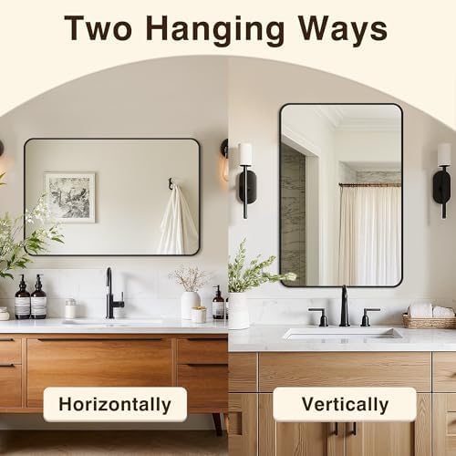 Vanity Bathroom Mirror, 30”x20” Black Bathroom Mirror - Image 6