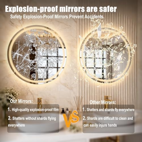 LTFUUAI 28" Round LED Bathroom Mirror - Image 6