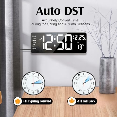 16.5" Digital Wall Clock, 6-Color Dimmable Night Light - Image 6