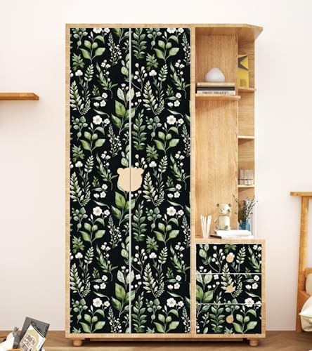 Danodoi Black Green Vintage Leaf Peel and Stick Wallpaper 17.5" x 118" - Image 7