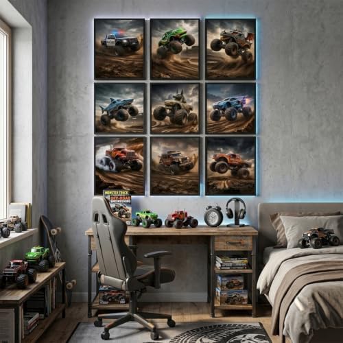 ZBMYYGO Monster Truck Canvas Wall Art Prints Set of 9, Off-Road Racing Decor - Image 7