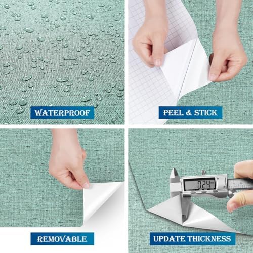 FunStick 16"x240" Modern Teal Green Textured Wallpaper Peel and Stick - Image 7