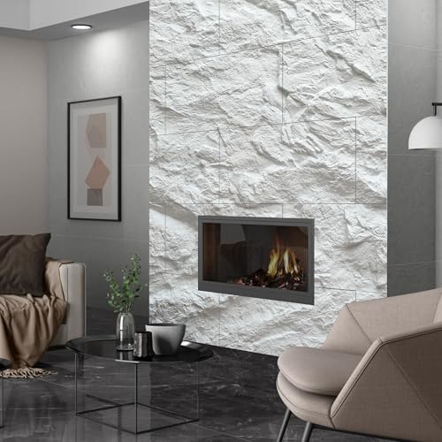 KASARO 3D Faux Stone PU Wall Panels, 4 Pack Cement Texture White - Image 6