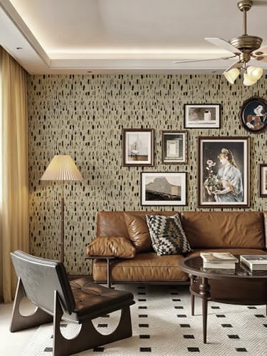 Safiyya Vintage Wallpaper Peel and Stick Brown Dots Wallpaper 17.3in x197in - Image 7