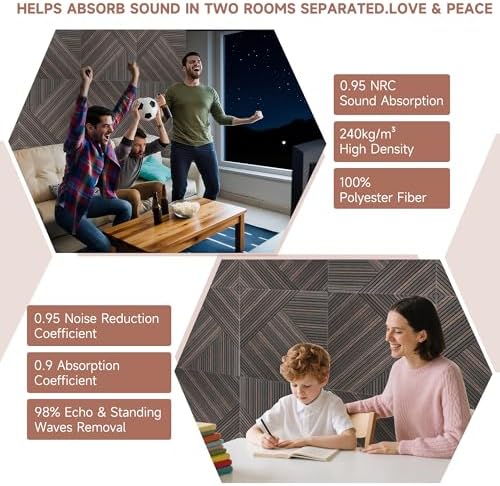 TO-TH Sound Absorbing Panels Peel and Stick Wall Panel 6Pack, Rustic Walnut - Image 7