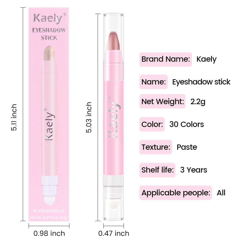 Kaely 2in1 Cream Eye Shadow Brightener Sticks for Eyes, Pencil Eyeshadow Applicator Stick Waterproof Pigmented, Eye Shadow Palette Highlighter Makeup, sombras para ojos, 37 Rose Gold Shimmer