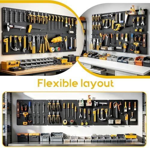 Peg board, Metal Pegboard for Tools, 8 Pack Black Wall Organizer - Image 7