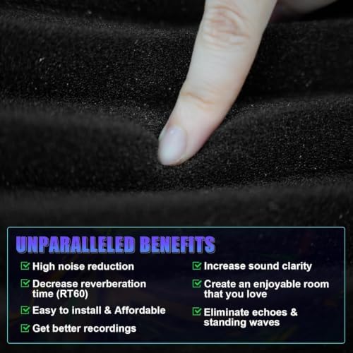 VallisCo 52 Pack Acoustic Panels 1 X 12 X 12 Inch Upgraded, Acoustic Foam Panels - Image 7