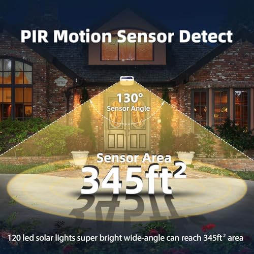 HMCITY 120 LED Solar Lights Outdoor Motion Sensor, 2 Pack - Image 6