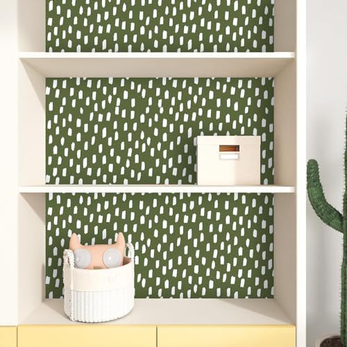 HAOKHOME Sage Green Peel and Stick Wallpaper Geometric Dots 17.3in x 32.8ft - Image 6