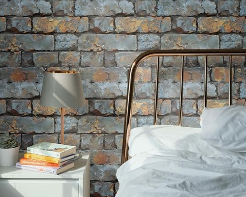 FLFK Brick Wallpaper Peel and Stick 16" x 384" Rustic Gray Brick Wallpaper - Image 6