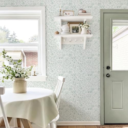 Dimoon Boho Peel and Stick Wallpaper Soft Sage Green Contact Paper French - Image 7