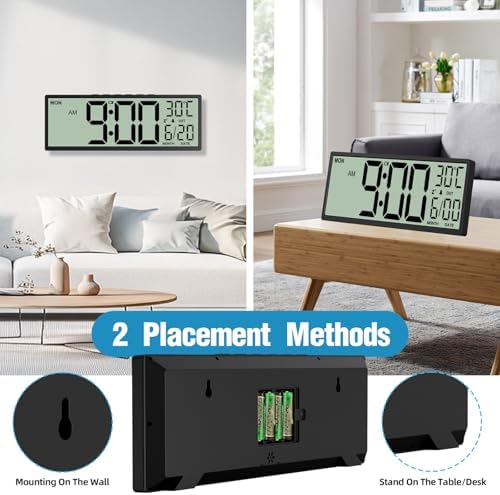 XREXS 14.5" Digital Wall Clock Battery Operated - Image 6