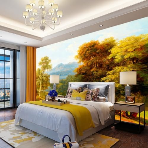 Colorful Autumn Forest Scenery Oil Painting Style self-Adhesive Mural - Image 6