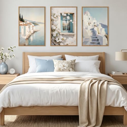 IARTTOP Large Blue Mediterranean Italian Framed Wall Art 24x36 Inch Neutral - Image 6