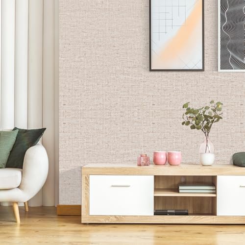 Beige Grasscloth Textured Peel and Stick Wallpaper Modern 15.75x196.85inch - Image 6