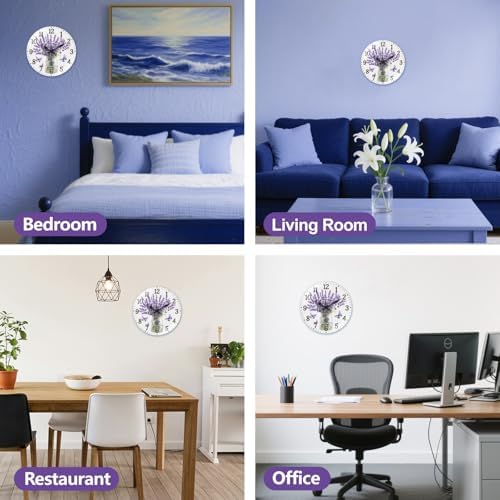 peacoblue Lavender Butterfly Wall Clocks Battery Operated - Image 6