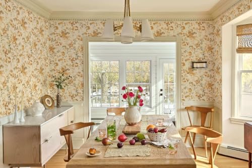 Dimoon Boho Peel and Stick Wallpaper Brown Floral Contact Paper 17.3x197in - Image 6