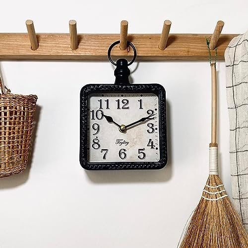 Retro Rectangle Metal Silent Small Wall Clock Black Rectangle - Image 7