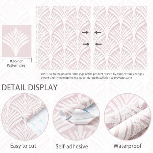 Hopepak Pink Wallpaper Peel and Stick Removable Self Adhesive Wall Paper - Image 6