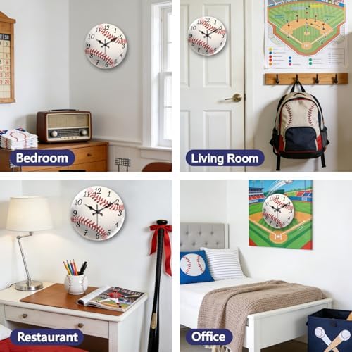 peacoblue Baseball Wall Clocks Battery Operated - Image 6