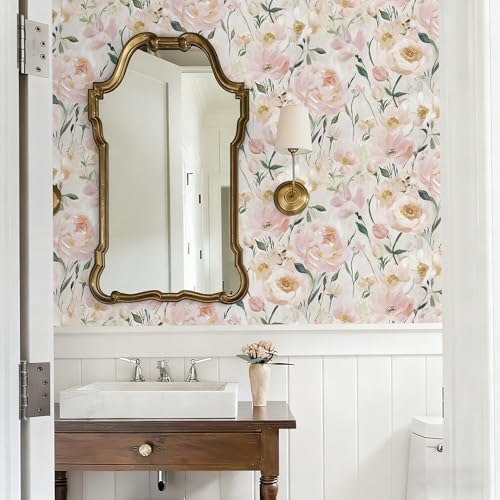 Heroad Floral Wallpaper Pink Flower Peel and Stick Wallpaper Peony Contact - Image 7