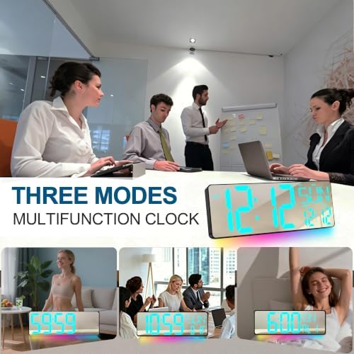TXL 17.2-Inch Large Mirror Digital Wall Clock - Image 6