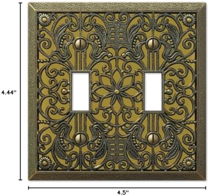 Amerelle 65TTAB Filigree Wallplate, 2 Toggle, Antique Brass - Image 2