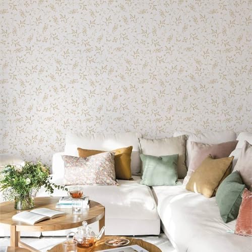 Ismoon Floral Wallpaper Peel and Stick Beige Neutral Contact Paper Wildflowers - Image 6