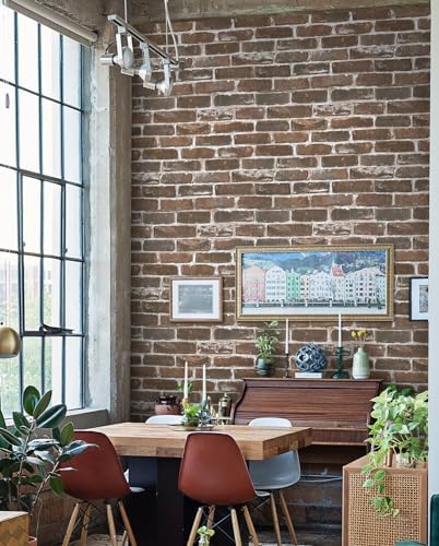 Timeet 3D Vintage Brown Brick Wallpaper 17.7"×393.7" Brick Peel and Stick - Image 6