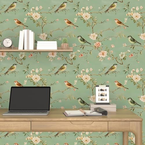 Laatse Vintage Floral Bird Wallpaper Peel and Stick 17.5" × 118" - Image 7