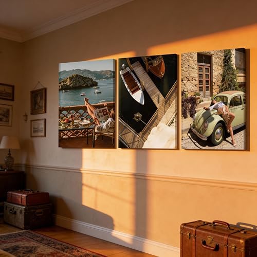 SOUHLP 3Pcs Mediterranean Coastal Canvas Wall Art - Image 6