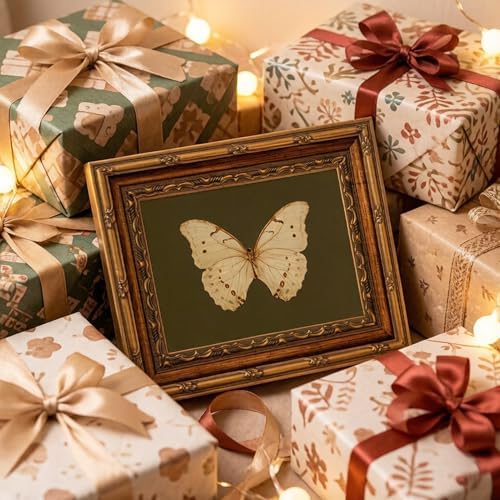 Vintage Gold Framed Wall Art Classical White Butterfly Wall Art Small Moody - Image 7