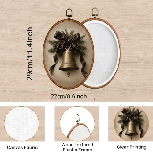 KSDUT Vintage Christmas Bell and Pinecone Oval Wall Art 8.6"x11.4" - Image 7