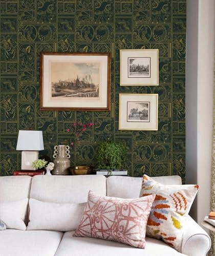 Erfoni Vintage Peel and Stick Wallpaper Green and Gold Contact Paper - Image 7