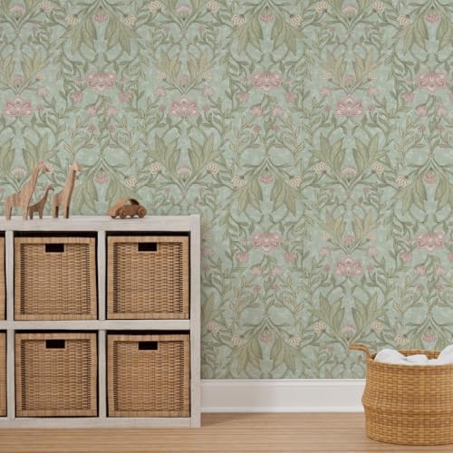 Spoonflower William Morris Pink Peel and Stick Wallpaper - Image 7
