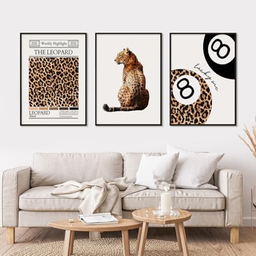 Lhoiplme Trendy Leopard Wall Art Cheetah Print Canvas Wall Decor 8 Ball Poster - Image 7