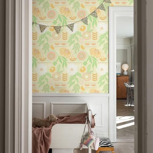 Simon&Siff Boho Floral Wallpaper Peel and Stick, 17.3" x 480" - Image 6