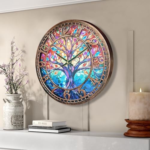 WANGIRO 12 Inch Tree of Life Wall Clock, Silent Clock - Image 6