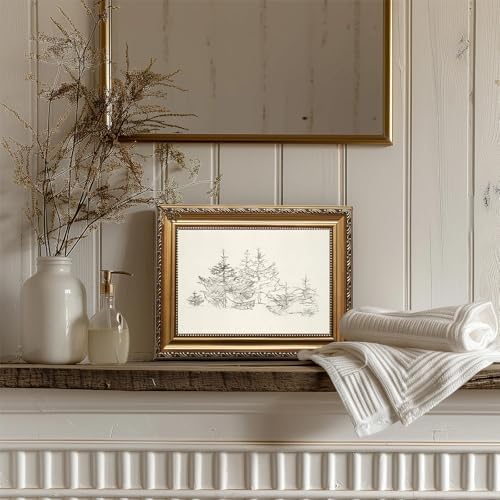 uniro Vintage Gold Framed Wall Art, Vintage Christmas Canvas Art Prints Painting - Image 7