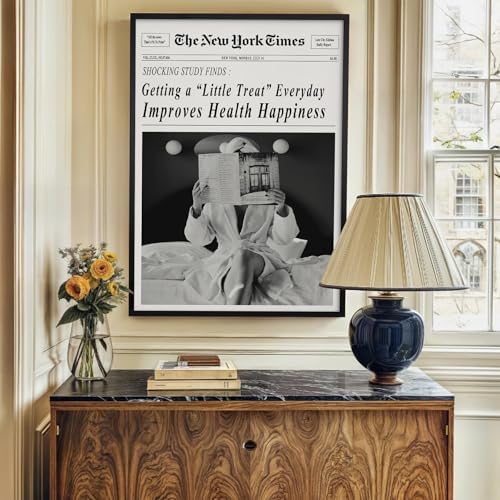 Funky Black and White Newspaper Wall Art 12x16 in Black Framed Humor Quotes - Image 7