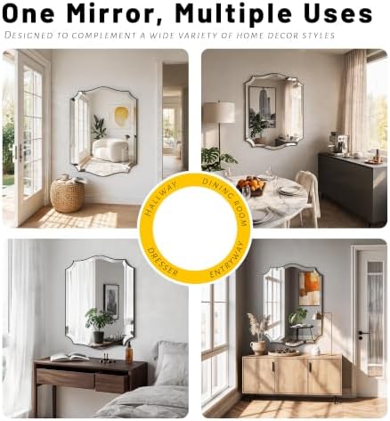 POZINO 36"x28" Premium Scalloped Beveled Bathroom Mirror - Image 7