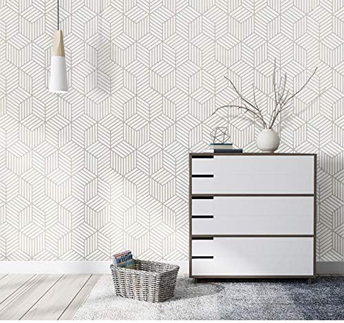 MelunMer White and Silver Peel and Stick Wallpaper Modern 17.7”×393” - Image 7