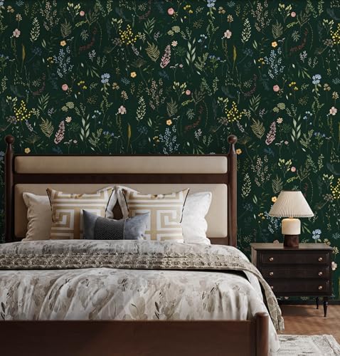 Dimoon 78.7"x16.1" Floral Peel and Stick Wallpaper Dark Green Smooth Contact - Image 6