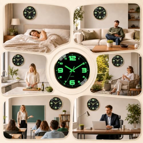 12 Inch Wall Clock Illuminated Accurate Time Silent Metal Frame - Image 6