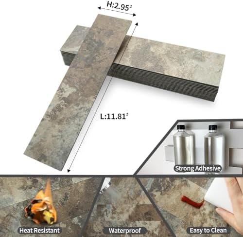 AULIGET 40-Piece Beige & Brown Slate Peel and Stick Backsplash Wall Tiles - Image 6