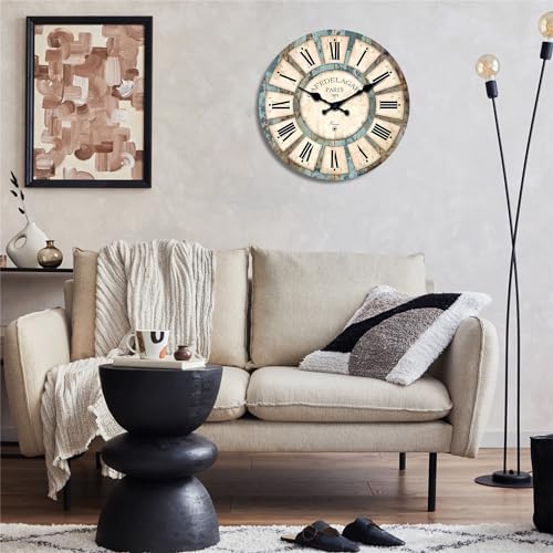 Farmhouse Wood Silent Wall Clocks Battery Operated 20 Inch - Image 6