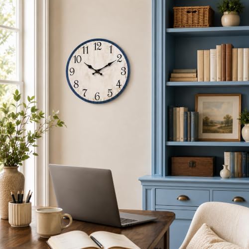 CHYLIN Wall Clock Silent Non-Ticking Battery Operated Blue Simple Modern - Image 7